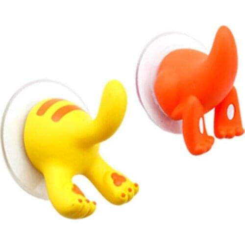 3Pcs Cartoon Sucker hooks for hanging Holder Rubber Animal Tail Wall deck Hook Key Home Bathroom Towel Hanger Storage