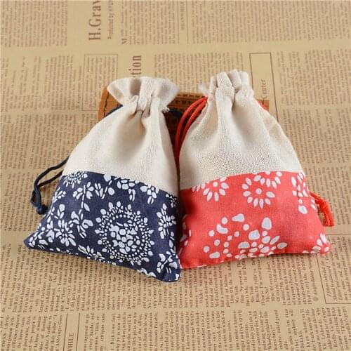 50pcs Blue and white porcelain national wind jewelry gift cotton linen and package bags