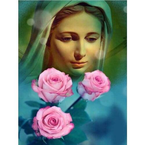 5D Diamond painting cross stitch religious virgin flower mosaic diy diamond embroidery home decoration handmade sewing art BY770