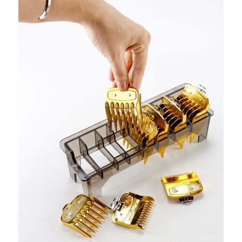 8 Compartments Guide Comb Desktop Rack Clear Plastic Barber Salon Hair Clippers Limit Combs Organizer Holder