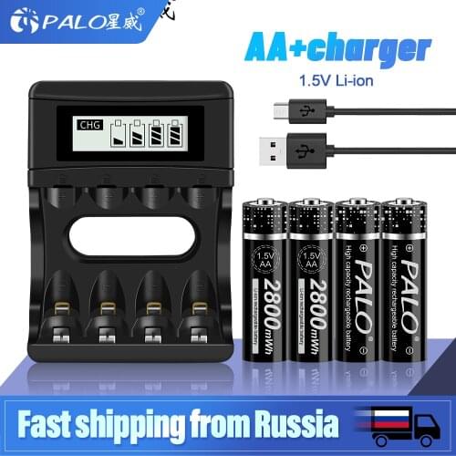 PALO 2800mWh 1.5V AA Battery Rechargeable Batteries Lithium for Toy Car Massager,Gamepad,Shaver,Wireless Mouse,Microphone