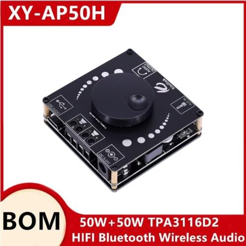 AP50H HIFI Bluetooth 5.0 Wireless Audio TPA3116D2 Digital Power class d amplifier Stereo board Module 50Wx2 Amp Amplificador AUX