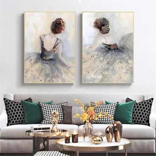 Ballet Dress Girl Wall Art Canvas Poster Abstract Woman Painting Dancing Art Print Wedding Wall Pictures Living Room Home Decor