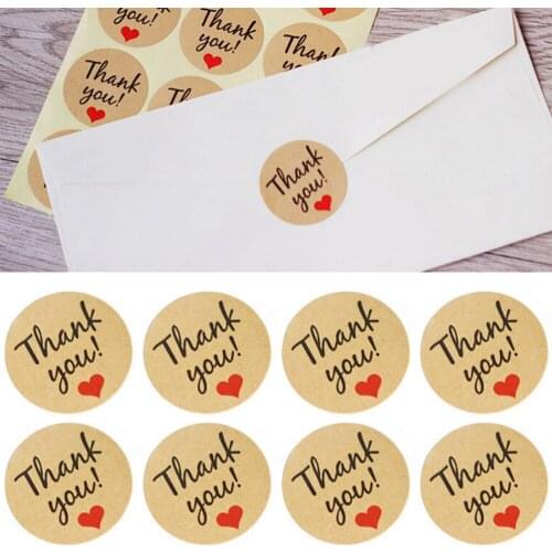 60 Pcs Candy paper tags/Thank You love self-adhesive stickers kraft label sticker for DIY Hand Made Gift Cake