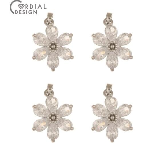 Cordial Design 40Pcs 15*20MM Jewelry Findings & Components/Necklace Accessories/CZ Pendant/Rhodium/Hand Made/DIY Making/Charms