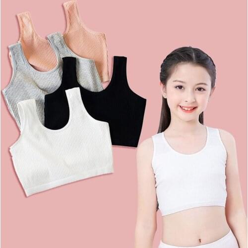 Cotton Girls Bra Teens Training Bra Summer Teenage Underwear Kids Vest Bra for 8-12Years Adolescente Underwear Puberty Clothing
