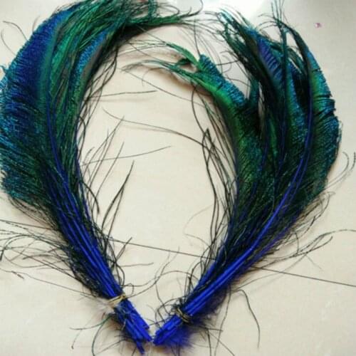 Wholesale beautiful blue peacock feather sword 100 pcs symmetrical size 30-40 cm 12-16 inches celebration decoration