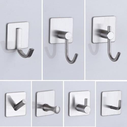 SUS304 Robe Hook Wall Hook Towel Hook for Bathroom Stainless Steel Coat Hook Rustproof Hook Hanger for Kitchen Hardware
