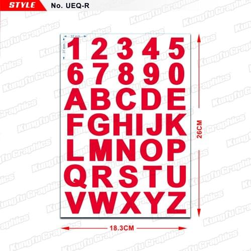 KUNGFU GRAPHICS Number Letter Sticker Sheet Alphabet Race Number Decal for Motorcycle bicycle ATV UTV Helmet Car Universal UEQ