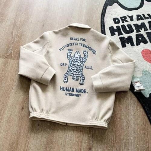 Human Made White tiger embroidery couple mens autumn and winter new work clothes pocket American retro jacket jacket