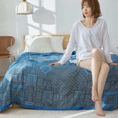 Summer bamboo fiber blanket gauze towel quilt summer cold feeling ice silk blanket nap summer cool quilt