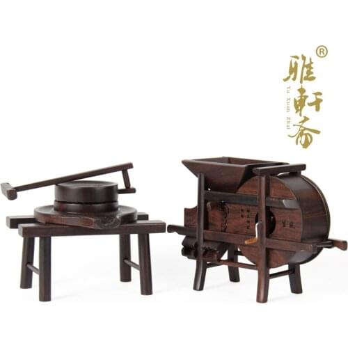 Rosewood furniture furniture woodcarving decoration Feng Shui miniature lettering stone plate windmill Hei Zimu a bumper grain h