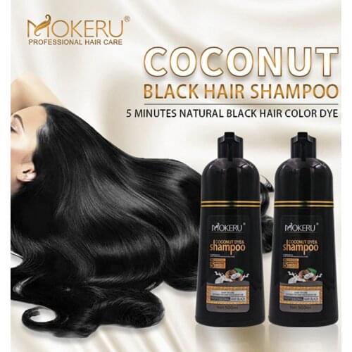 Mokeru 2Pc/Lot Long Lasting Black Brown Colors Fast Hair Dye Permanent Natural Coconut Gray Hair Dye Shampoo for Man Women