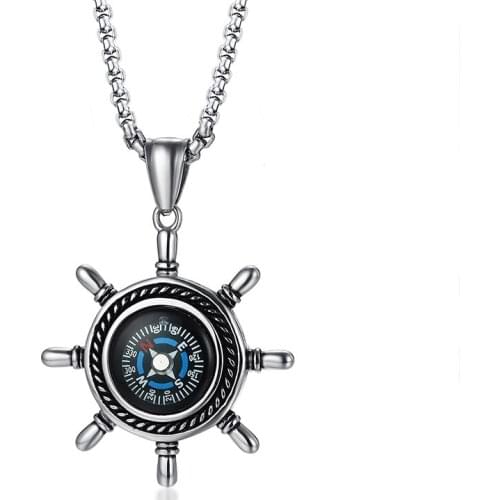 Delicate Rudder Compass Pendants Necklaces Accessories for Men High-quality Titanium Steel Material Male Jewelry Gifts Hot Sale