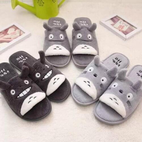 New Cute Totoro Cartoon Winter Plush Couple Shoes Lovely Home Floor Non-slip Bedroom Keep Warm Soft Slipper Women Men Slippers