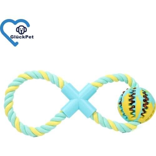 Upgrade 8-Shaped Dog Rope Chew Toys Durable Pet Toys for Dogs Interactive Rope Dog Toys Rubber Ball Dog Rope Toy