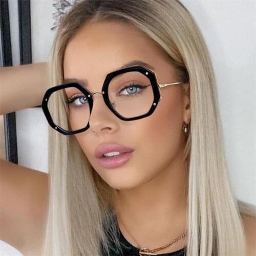 Anti Blue Light Female Glasses Retro Big Round Metal Optical Frames Gamer Computer Glasses Reduce Fatigue Armacao de oculos