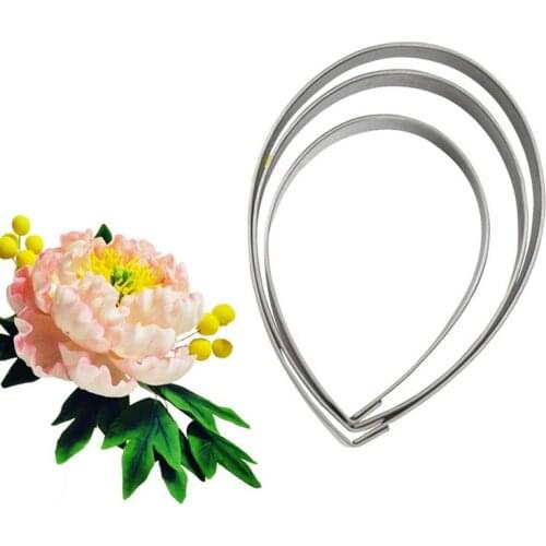 Stainless Steel Peony Flower Cutters Set DIY Fondant Sugar Pastry Cookie Mould Cake Decorating Tools Christmas Party Bakeware