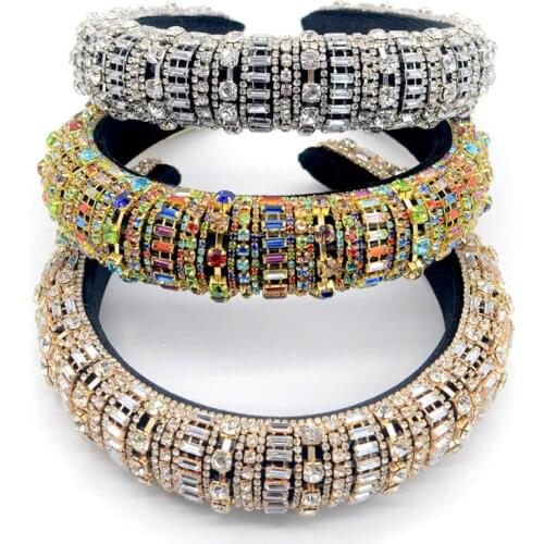 Luxury Crystal Pearl Baroque Hairband Padded Rhinestone Princess Headband For Women Headdress Birthday Hair Jewelry413