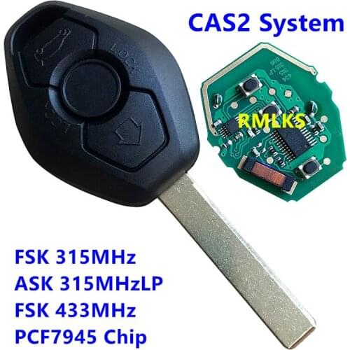 3 Buttons 315MHz 433MHZ 868MHZ Remote Key PCF7945 Chip for BMW CAS2 5 Series E46 E60 E83 E53 E36 E38 E39 Uncut Blade