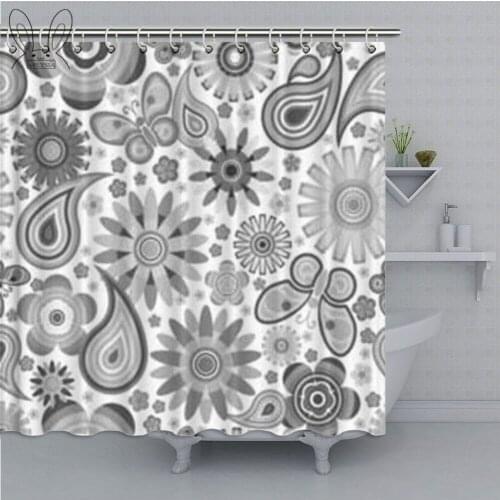 Grey Bathroom Curtain Damask Pattern Waterproof Shower Curtain Polyester Fabric Bathtub Curtain Bathing Cover Shower Sets