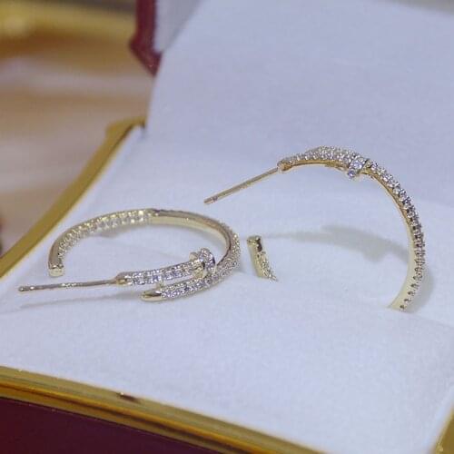 14k real gold plated Fine Jewelry Micro-inlaid Zircon C-shaped Luxury Earring for Woman Holiday Party Daily Elegant Earring