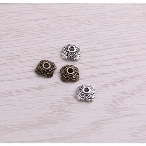 SWEET BELL 200pcs 3*8*8mm Two Color Receptacle Hollow Small Flower DIY Spaced Jewelry Accessories Charms For Jewelry Making