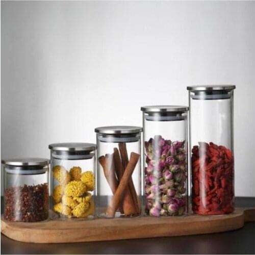 Gusto 5-Piece Metal Vacuum Lid Glass Jar & Spice Set
