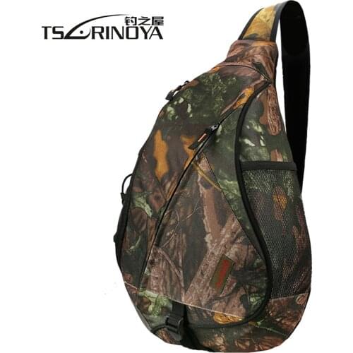 TSURINOYA Fishing Bag 43.5x18.5x16cm Right Shoulder Bag Waterproof Crossbody Bag Fishing Tackle Case Chest Pack Backpack