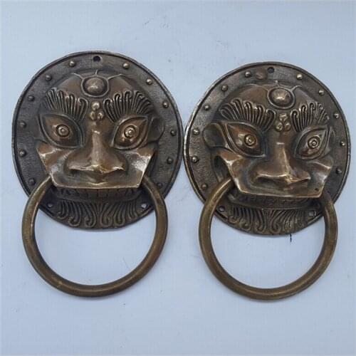 The store explosion copper Lion Head Knocker metal crafts antique door decoration talisman feng shui orname