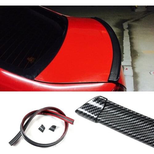 1.5M Universal Car Rear Bumper Lip Spoiler Carbon Fiber Rubber Strip Protector for Cars, Trucks Car Tail Decoration