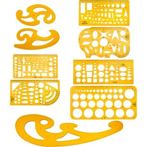 Uxcell 9pcs Curve Ruler Multi-function Comic Template Tool for Drafting Drawing 1 Set