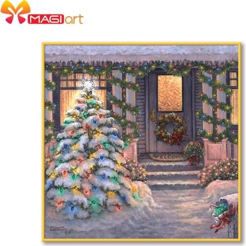 Cross stitch kits Embroidery needlework sets 11CT water soluble canvas patterns 14CT Full Merry Christmas Town NCMC113