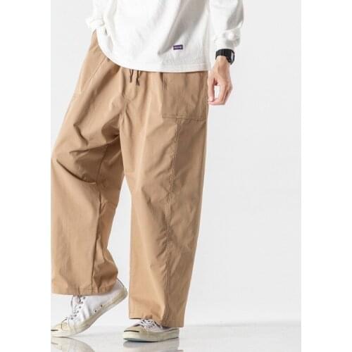 Japanese Big Size Men Cargo Pants Winter Straight Loose Casual Wige Leg Harem Pants Trousers Male Sloid Breathable Pant