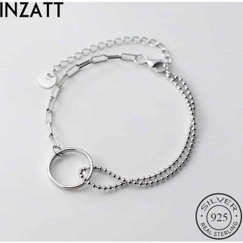 INZATT Real 925 Sterling Silver round Minimalist Bracelet For Charming Women Party Classic Fine Jewelry Cute Accessories Gift