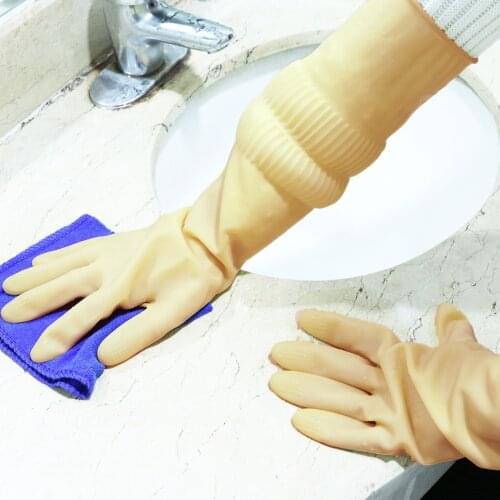1 Pair Latex Gloves for Washing Dishes gloves latex Kitchen Cleaning Housework Waterproof Long Sleeve Household Cleaning Gloves