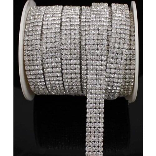 10 Yards 4 Rows 3mm SS12 Crystal Beads Chain For Wedding Cake Banding Trim Cake Ribbon Decoration Craft Sewing Trim