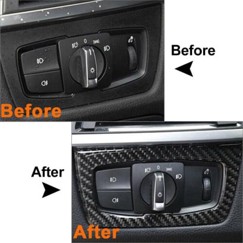 100% Brand New Customized Carbon Fiber Headlight Switch Frame Interior Trim For BMW F30 328i M2 Easy Installtion