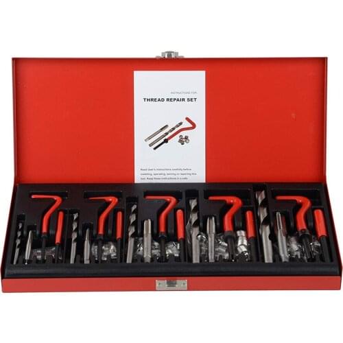 131Pcs M5 M6 M8 M10 M12 Stripped Thread Rethread Helicoil Repair Kit Set Metric shell metal tool