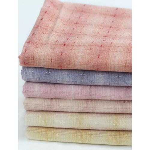 50*140cm Pink Cross jacquard Japanese Yarn Washed Dyed Cotton Fabric DIY Purse Toys Doll patchwork Quilting Fabric