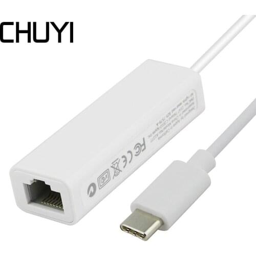 USB C To Ethernet Adapter 10/100Mbps Type C RJ45 Lan USB Splitter Nodriver Type-C Network Card Ethernet For PC Laptop Macboook