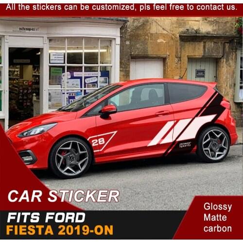 Car Decals Side Body Irregular rectangle Racing Stripe Graphic Vinyl Sticker Car Sticker Customized Fit for Ford Fiesta 2019 On