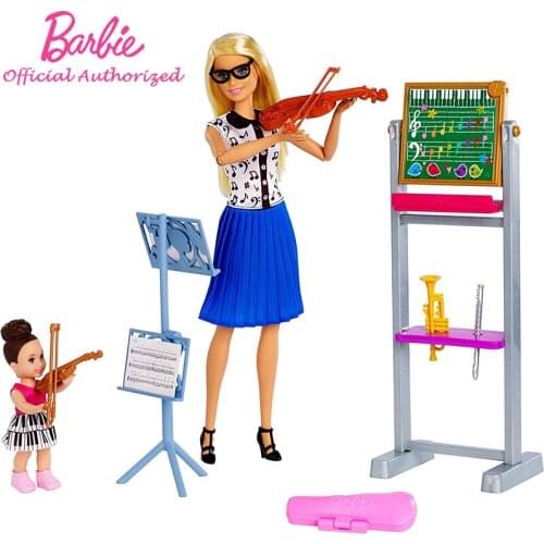 Barbie Girl Music Teacher Doll & Playset Career Dolls Inspire kids learning Hard barbie toy Boneca Model Joint Mobility