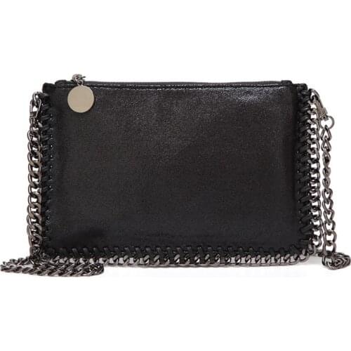 Brand Color Clutch Handbag PU Leather Small Crossbody bags Envelope Sling Bag with Chains Edge High Quality Messenger Bag