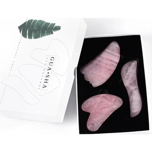 Rose Quartz Gouache Scraper Facial Jade Massager Set Gua Sha Massage For Face Natural Gouache Stone GuaSha Massage Tools Body