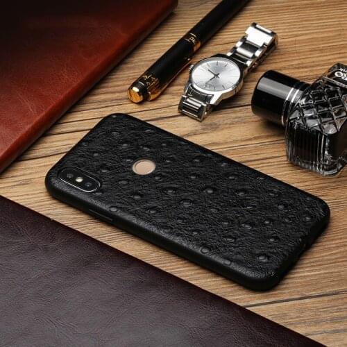 Genuine Leather ostrich pattern case For Xiaomi Mi 8 9se 10t 10 ultra mix 3 max 3 Redmi Note 7 pro 9s anti-drop protection cover