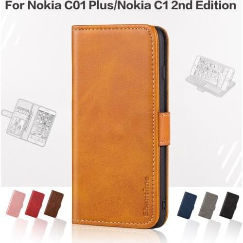 Flip Cover For Nokia C01 Plus Business Case Leather Luxury With Magnet Wallet Case For Nokia C1 2nd Edition Phone Cover