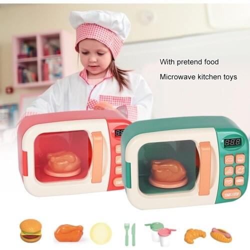 Kids Kitchen Electric Timing Microwave Small Household Appliances Furniture Play Pretend Playing Toys Childrens Toys For Girls