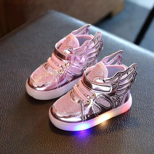 Kid Boys Girls LED shoes Angel Wings Kids Fashion shoes Girls baby shoes glowing sneakers footwear for Children SH008