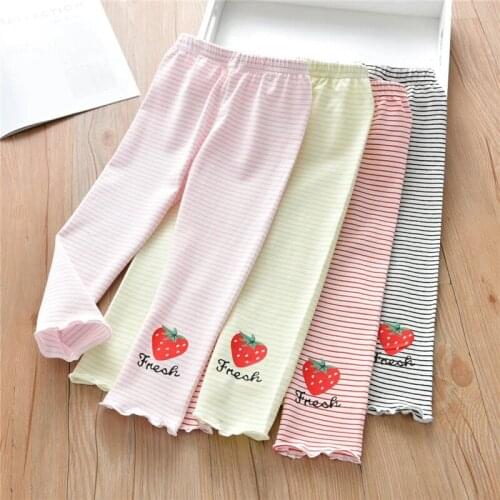 ChildrenS Casual Leggings 2-6 Years Old Girls Long Pant Spring Autumn Baby Trousers Infant Slim Strawberry Cotton Pants Clothes